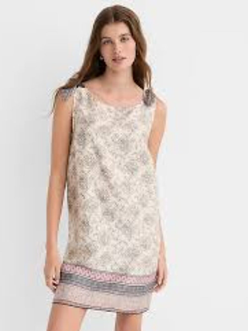 LOFT Floral Tie-Shoulder Shift Dress with Belt – Size XS